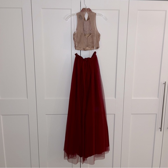 Stunning Formal Prom Dress, Burgundy and Copper, 2-Piece Size 1, sweetheart - Picture 5 of 6
